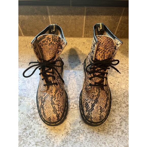 Dr. Martens Shoes - Dr. Martens Vintage 1460 Pascal Snakeskin Print 8 Eye Lace Up Boot Women 7 Men 5